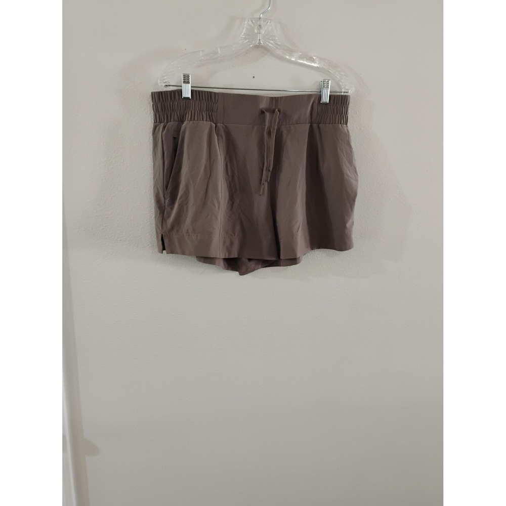 All in Motion Womens Smocked Waist Athletic Shorts Taupe Brown Size L